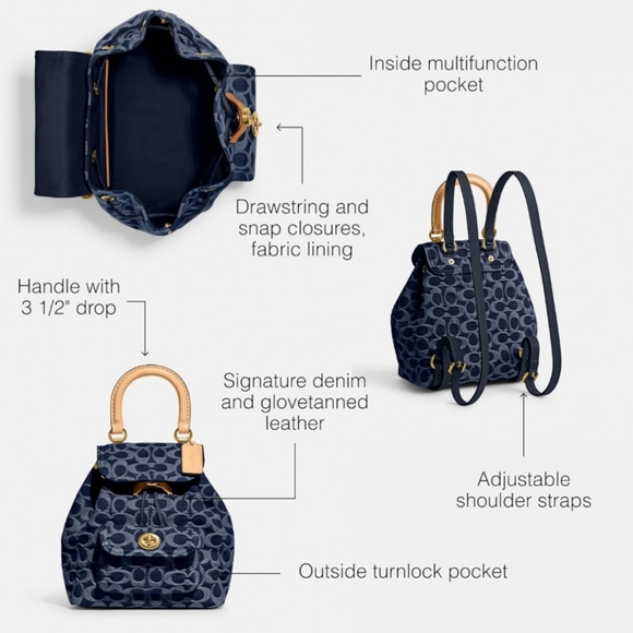 Coach Denim Riya Backpack - Picture 5 of 5